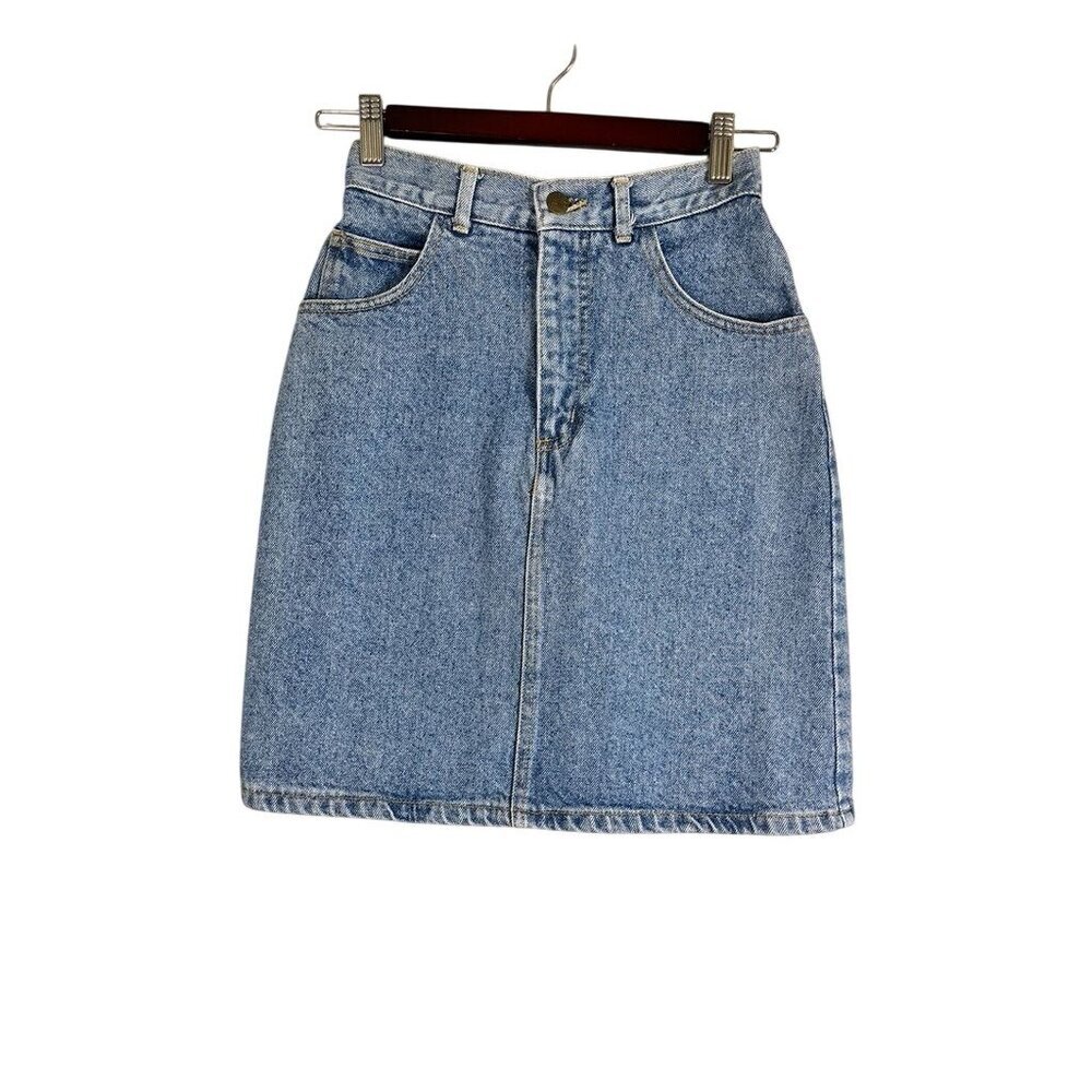 Vintage Denim Mini Skirt‎ Blue 27" Retro 80s High Waist Cowgirl Concert Y2K Chic